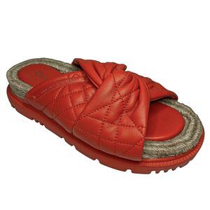 Dior D-Twist Cannage Quilted Orange Slides EU 36.5 Designer Sandals Slip On Flat